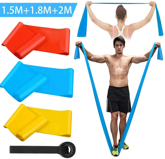 3 Resistance Bands Elastic Fitness Tapes Yoga Pilates Crossfit Stretching Muscular Work Out Equipment